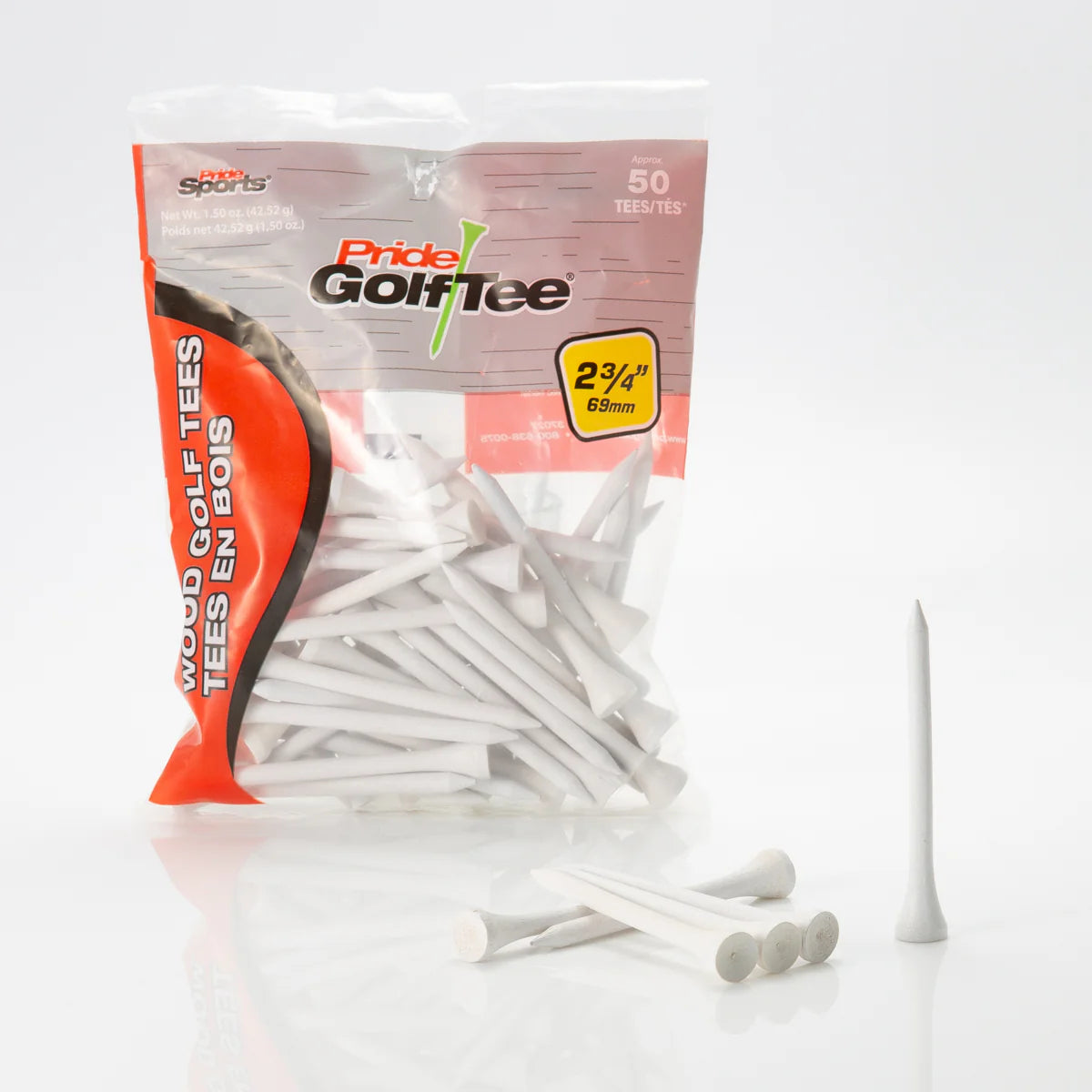 Pride Golf Tees 2.75" (White, Wood, 100 Ct.)