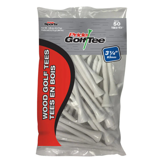 Pride Golf Tees 3.25" (White, Wood, 75 Ct.)