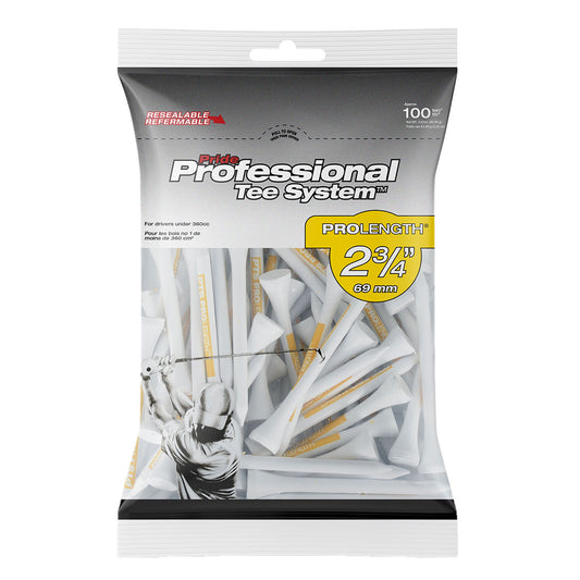 Pride PTS 2.75" Yellow and White Golf Tees 100 ct. (Wood)